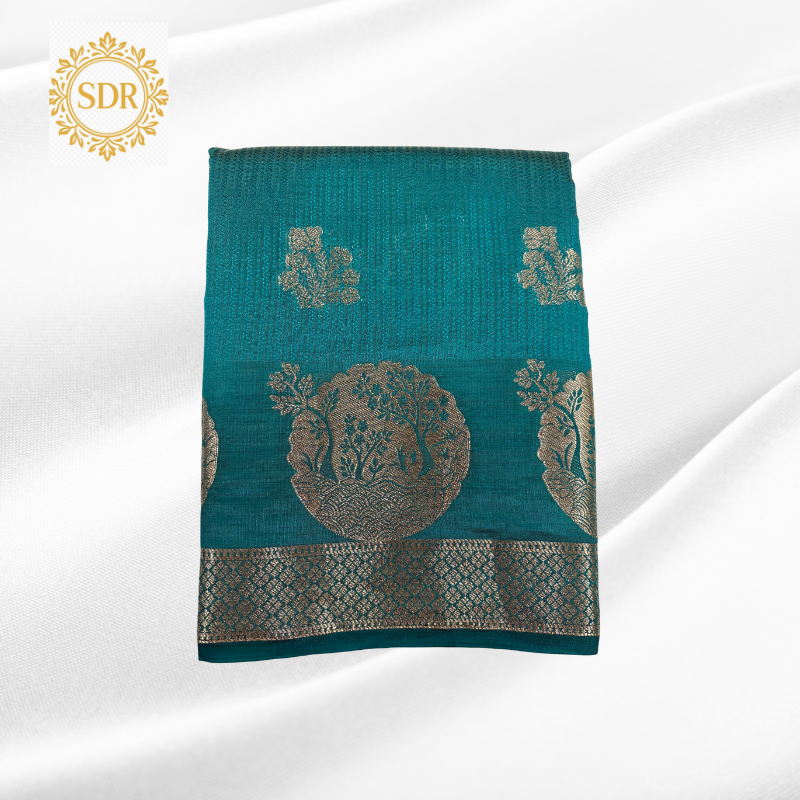 Peacock color Tussar Silk Saree - Image 1
