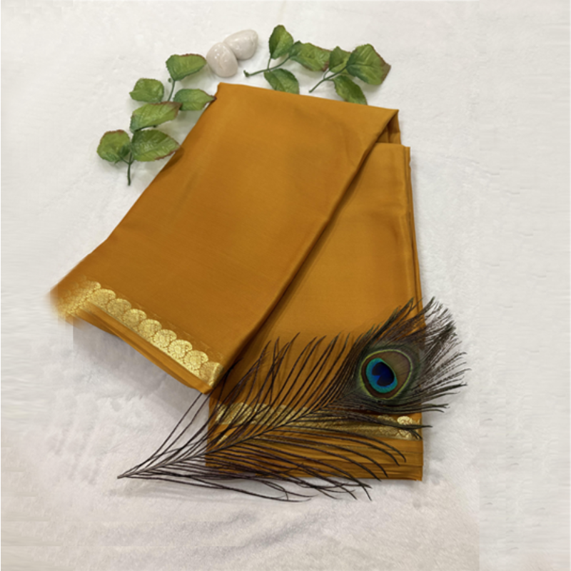 Untitled design (78) Pure Mysore Crepe Silk Saree (65–70 GSM) - Image 1