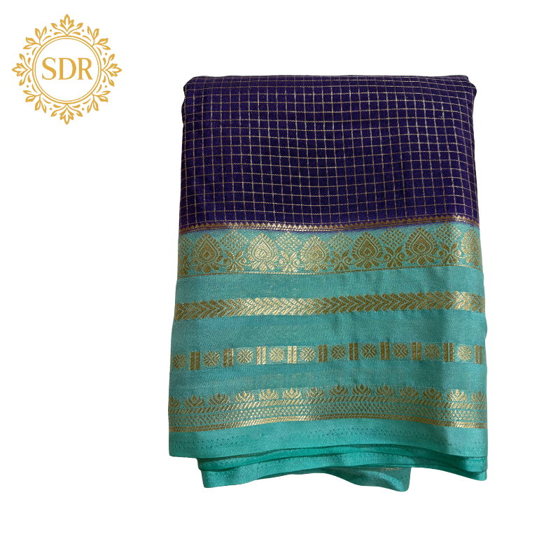 Untitled design (1) Semi Mysore Crepe Silk Checks Pattern - Image 1