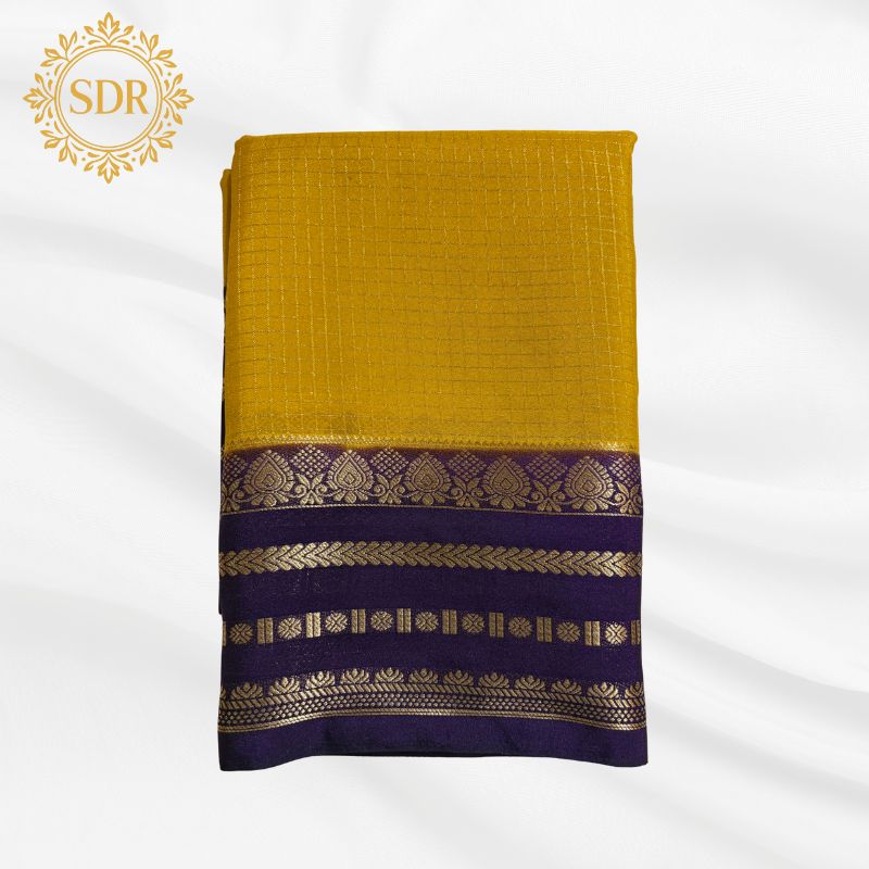 Untitled design 1 Semi Mysore Crepe Silk Checks Pattern - Image 1