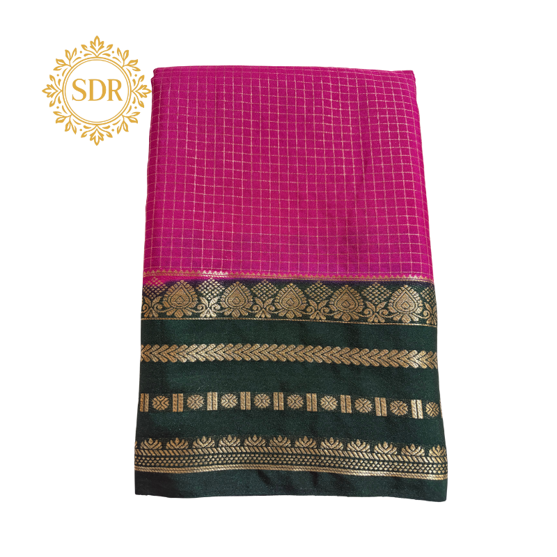 Untitled design (1) Semi Mysore Crepe Silk Checks Pattern - Image 1