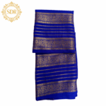 Semi Mysore Crepe Silk Saree with Zari Stripes - Image 2