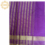 Semi Mysore Crepe Silk Saree with Zari Stripes - Image 3