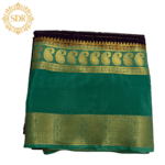 Semi Mysore Crepe Silk Saree – Elegant Checkered Weave with Contrast Border