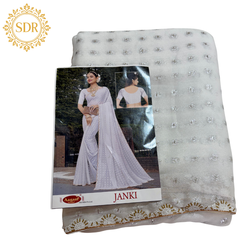 Untitled design (1) Pearl Glow Soft Georgette Saree - Image 1