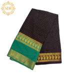 Semi Mysore Crepe Silk Saree – Elegant Checkered Weave with Contrast Border - Image 2