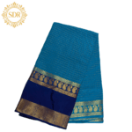 Semi Mysore Crepe Silk Saree – Elegant Checkered Weave with Contrast Border - Image 2