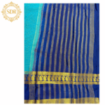 Semi Mysore Crepe Silk Saree – Elegant Checkered Weave with Contrast Border - Image 3