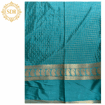 Semi Mysore Crepe Silk Saree – Elegant Checkered Weave with Contrast Border - Image 4