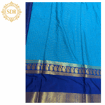 Semi Mysore Crepe Silk Saree – Elegant Checkered Weave with Contrast Border - Image 5